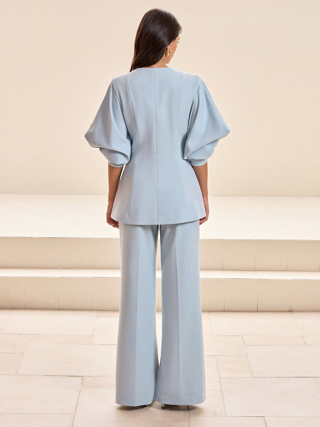 Mid-Waist Wide-Leg Slit Pants