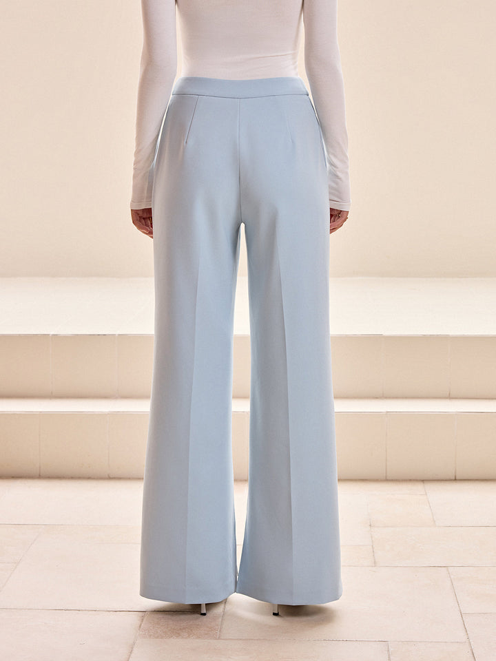 Mid-Waist Wide-Leg Slit Pants