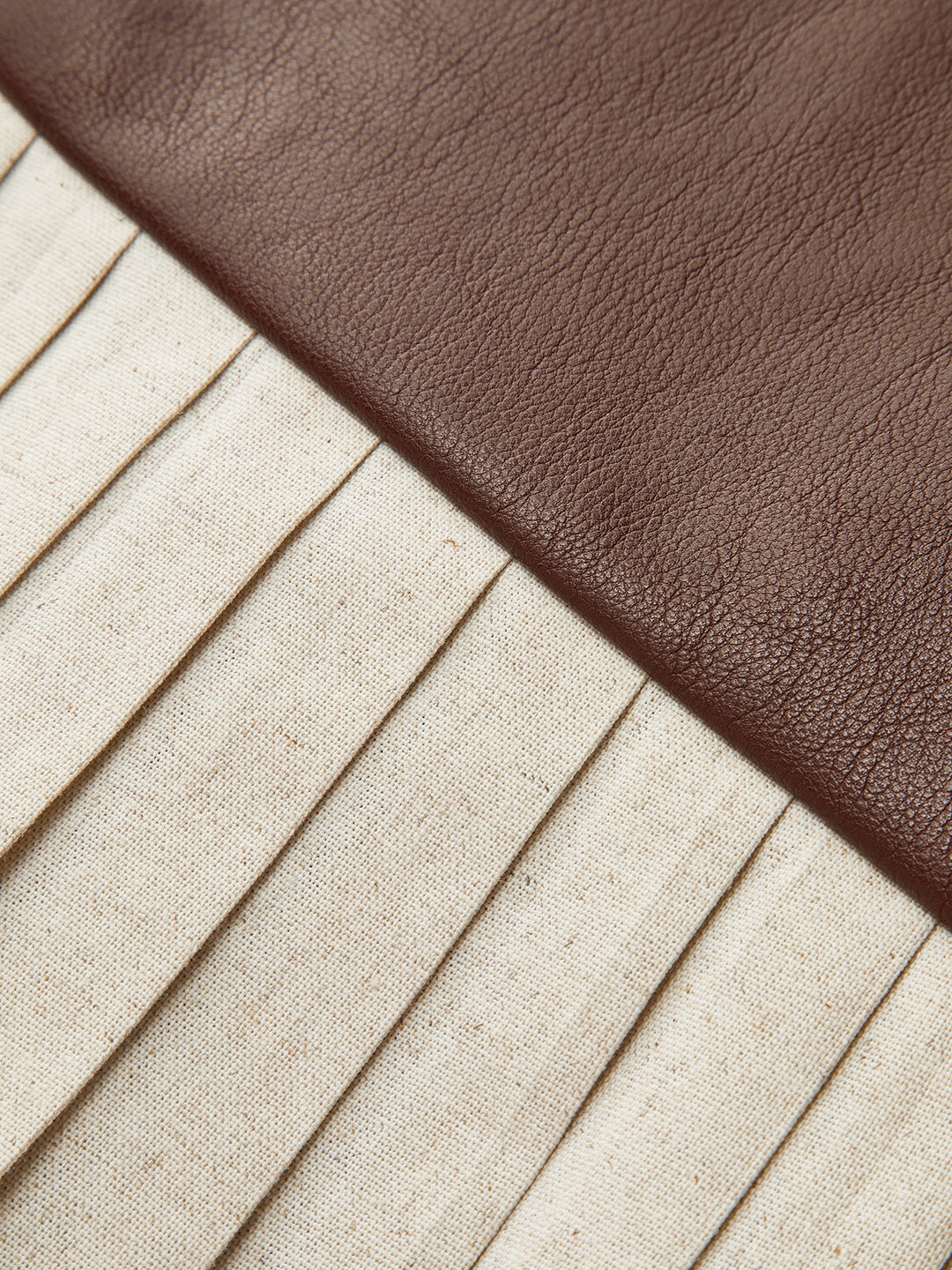 PU Panel Cotton & Linen Pleated Mini Skirt