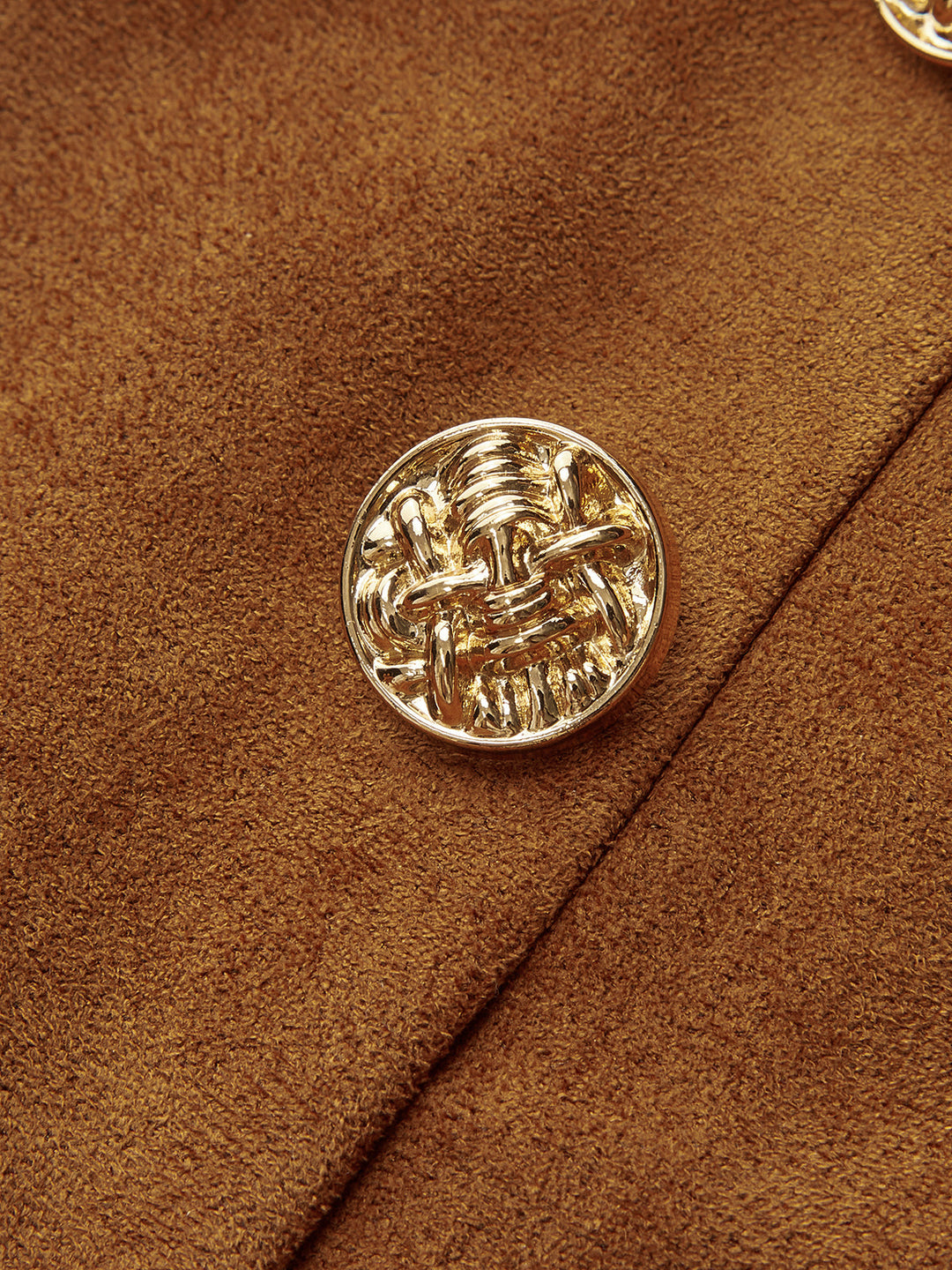 Embellished Button Suede Effect High-Waisted Shorts