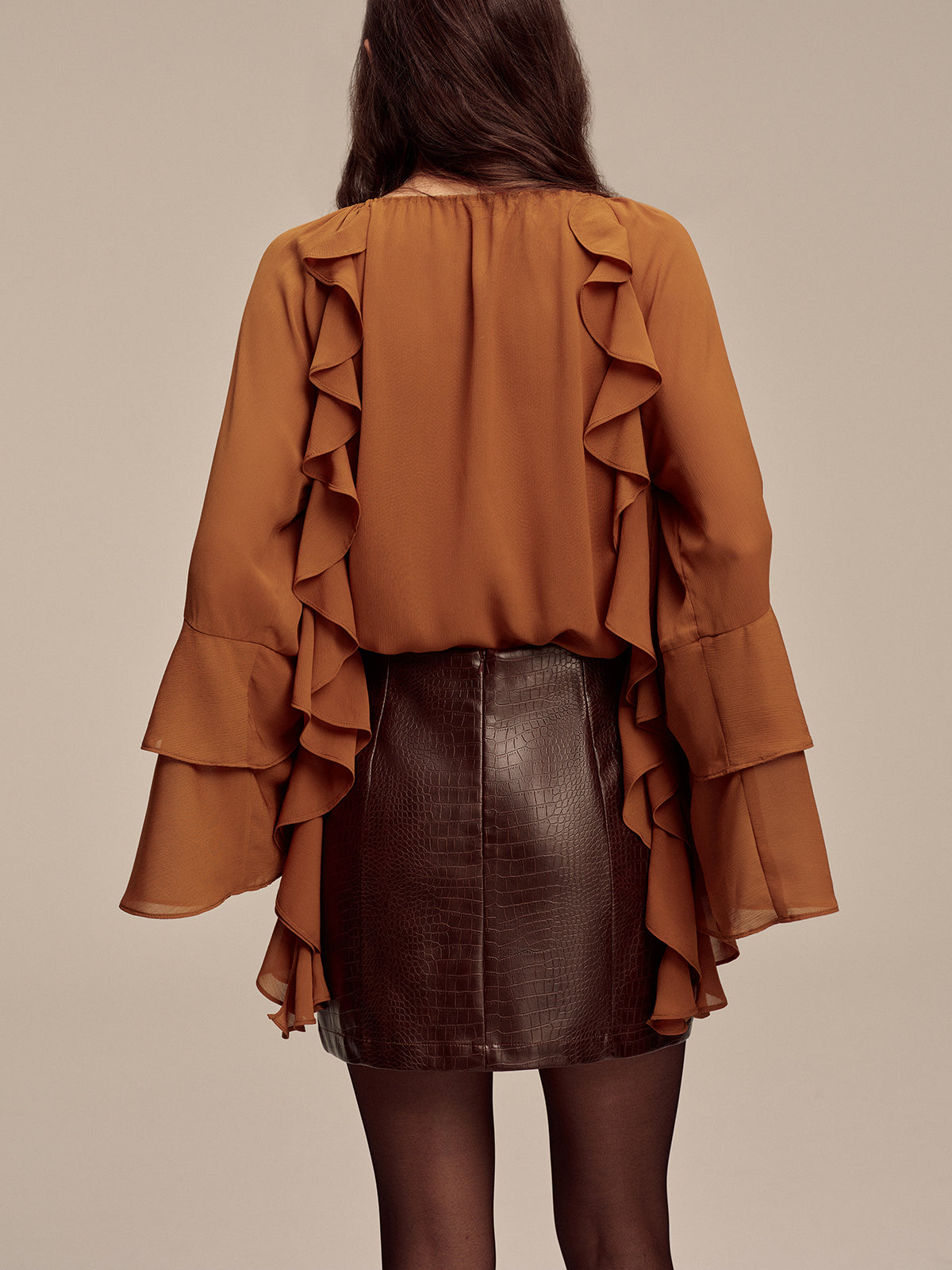 Faux Leather Crocodile-Embossed Mini Skirt