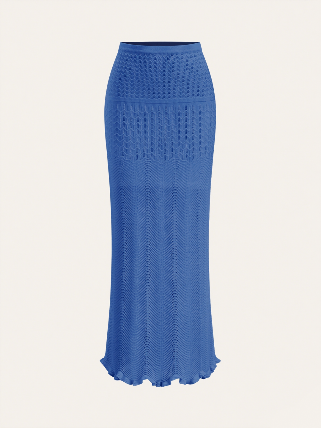 Wave Pattern Knit Maxi Skirt