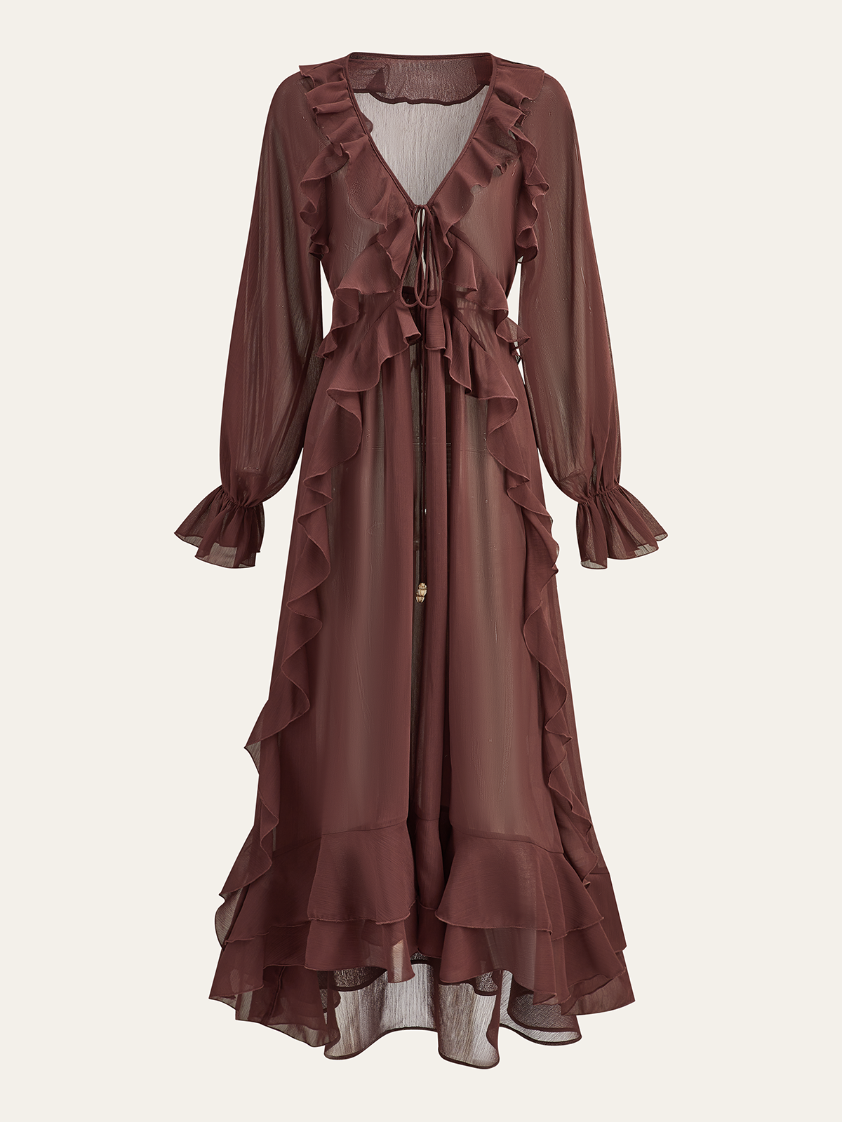 Ruffled Chiffon Maxi Dress Set with Cami Dress Liner