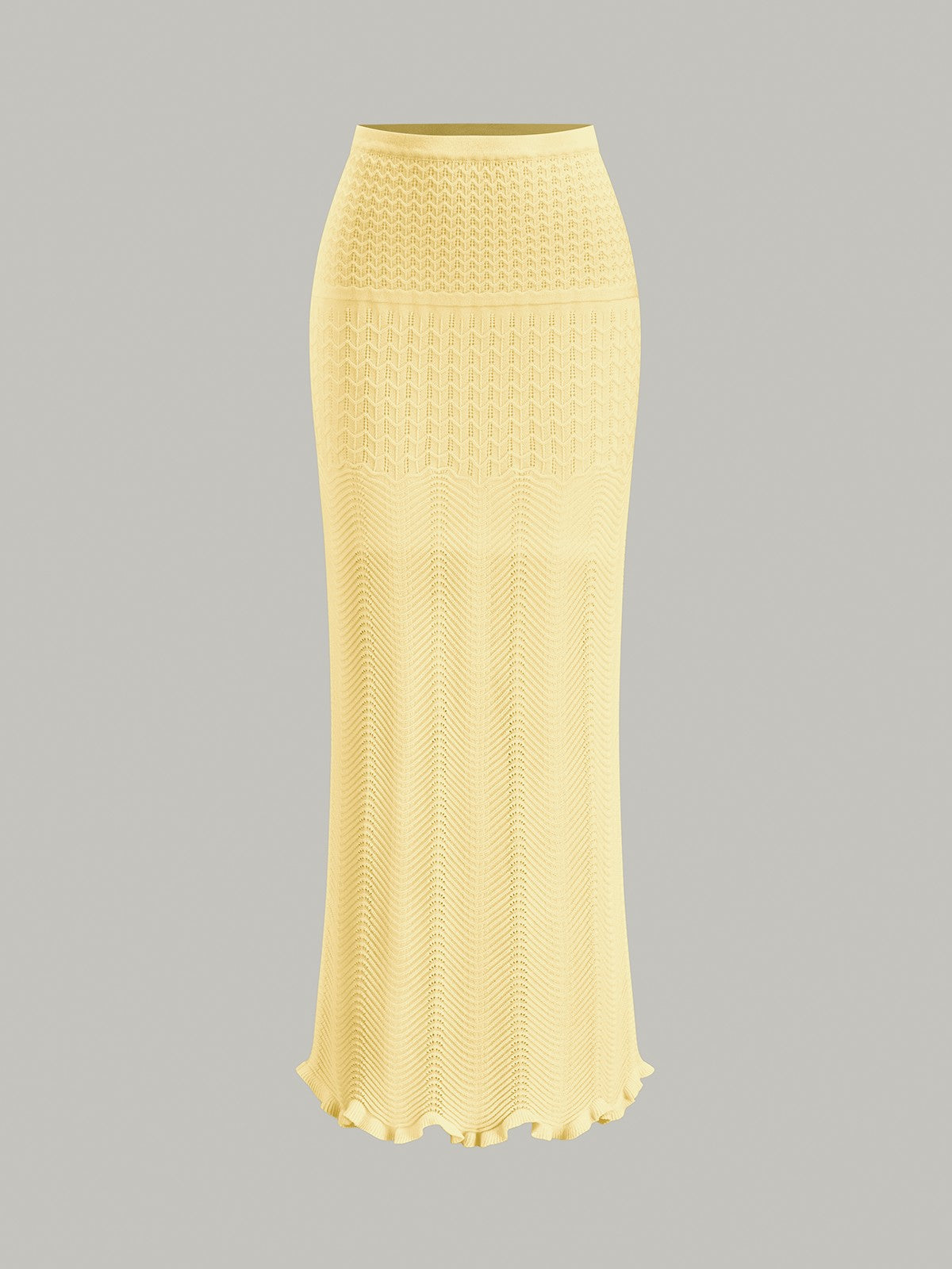 Wave Pattern Knit Maxi Skirt