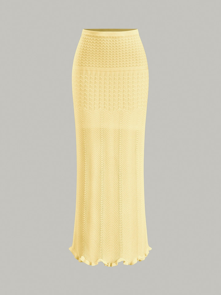 Wave Pattern Knit Maxi Skirt