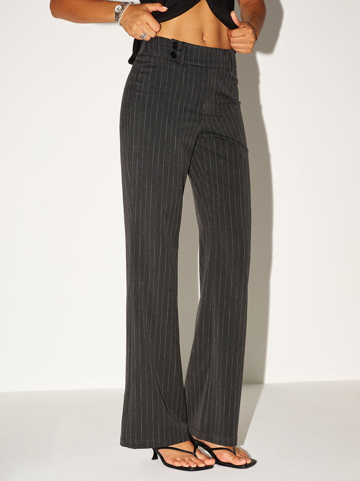 Pinstripe Low-Waist Pants