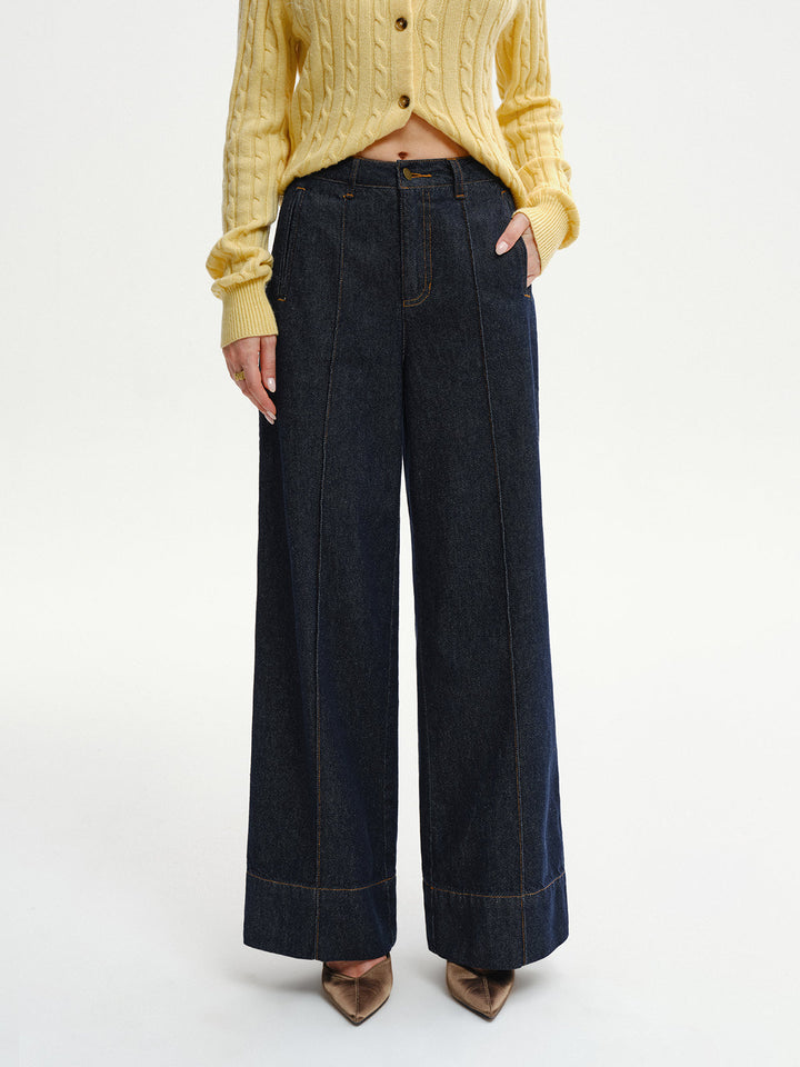 High-Waist Wide-Leg Denim Jeans