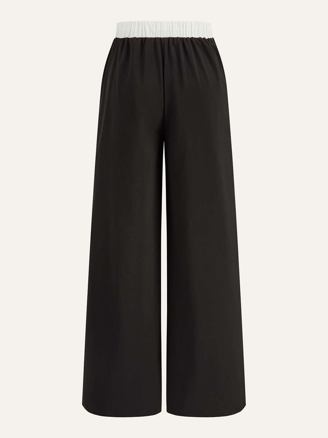 Contrast Waistband Drawstring Wide-Leg Pants