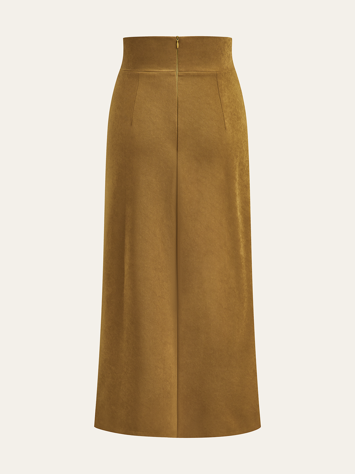 Twist Front Slit Midi Skirt
