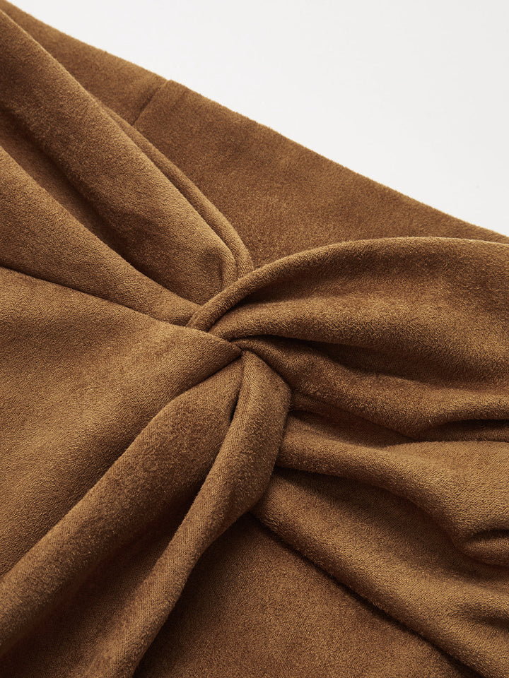 Suede Effect Twist Mini Skirt