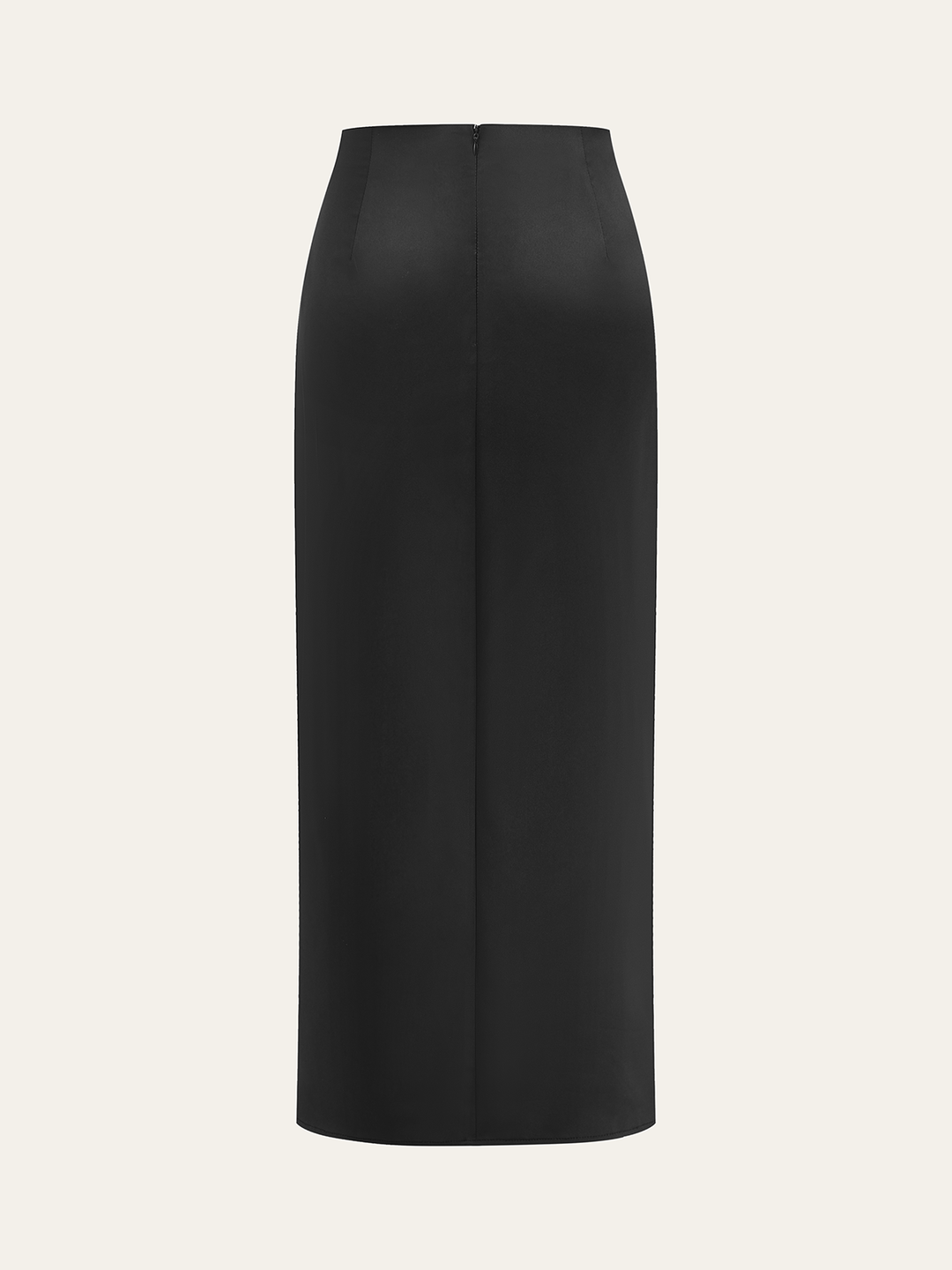 Metal Buckle Satin Slit Midi Skirt
