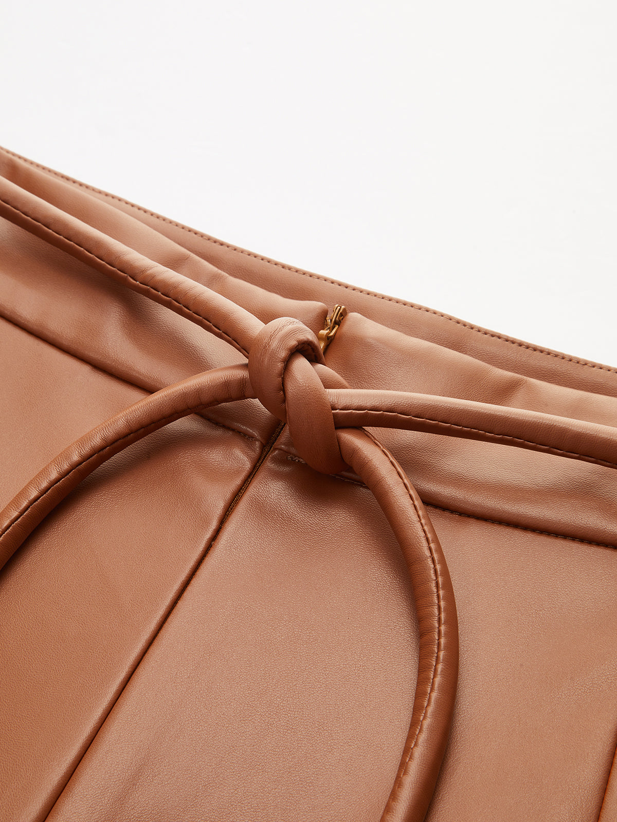 Pleated Fuax Leather Shorts