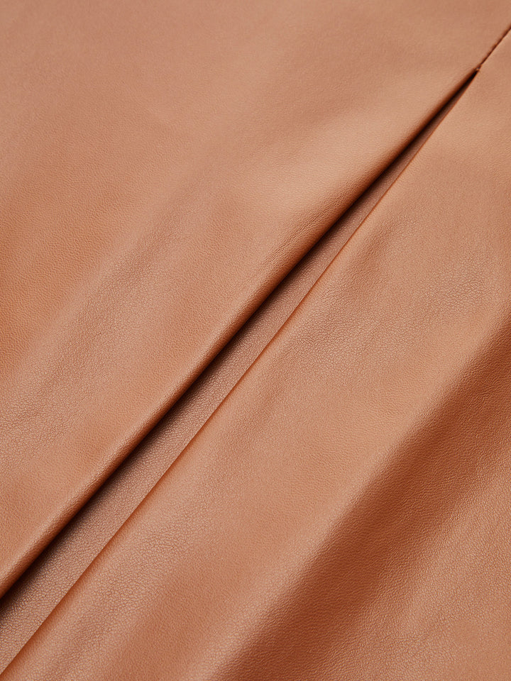Pleated Fuax Leather Shorts
