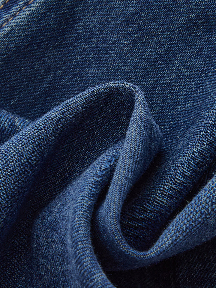 Denim Drawstring Waist Wide-Leg Pants