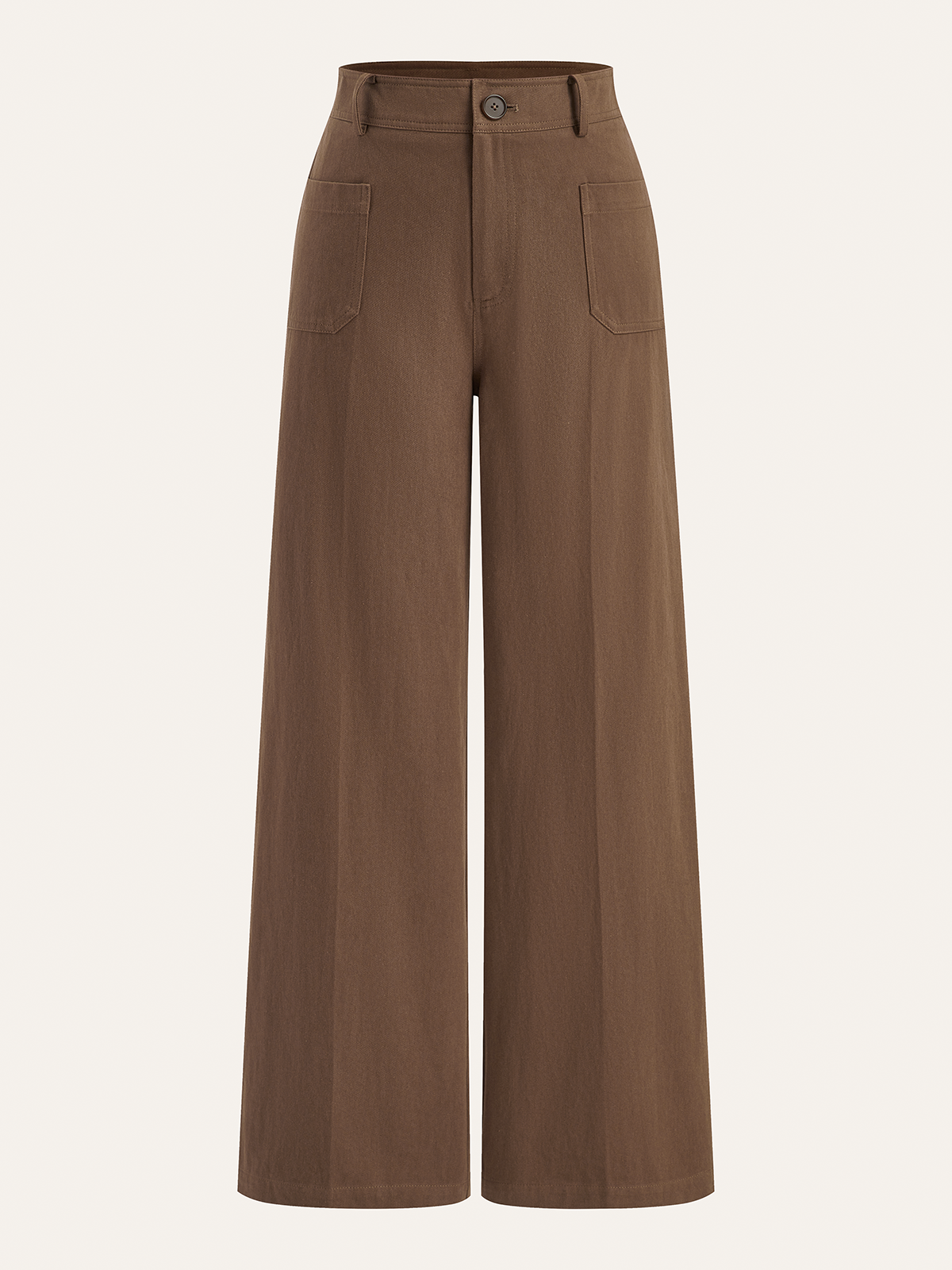 Cotton Mid-Waist Wide-Leg Pants