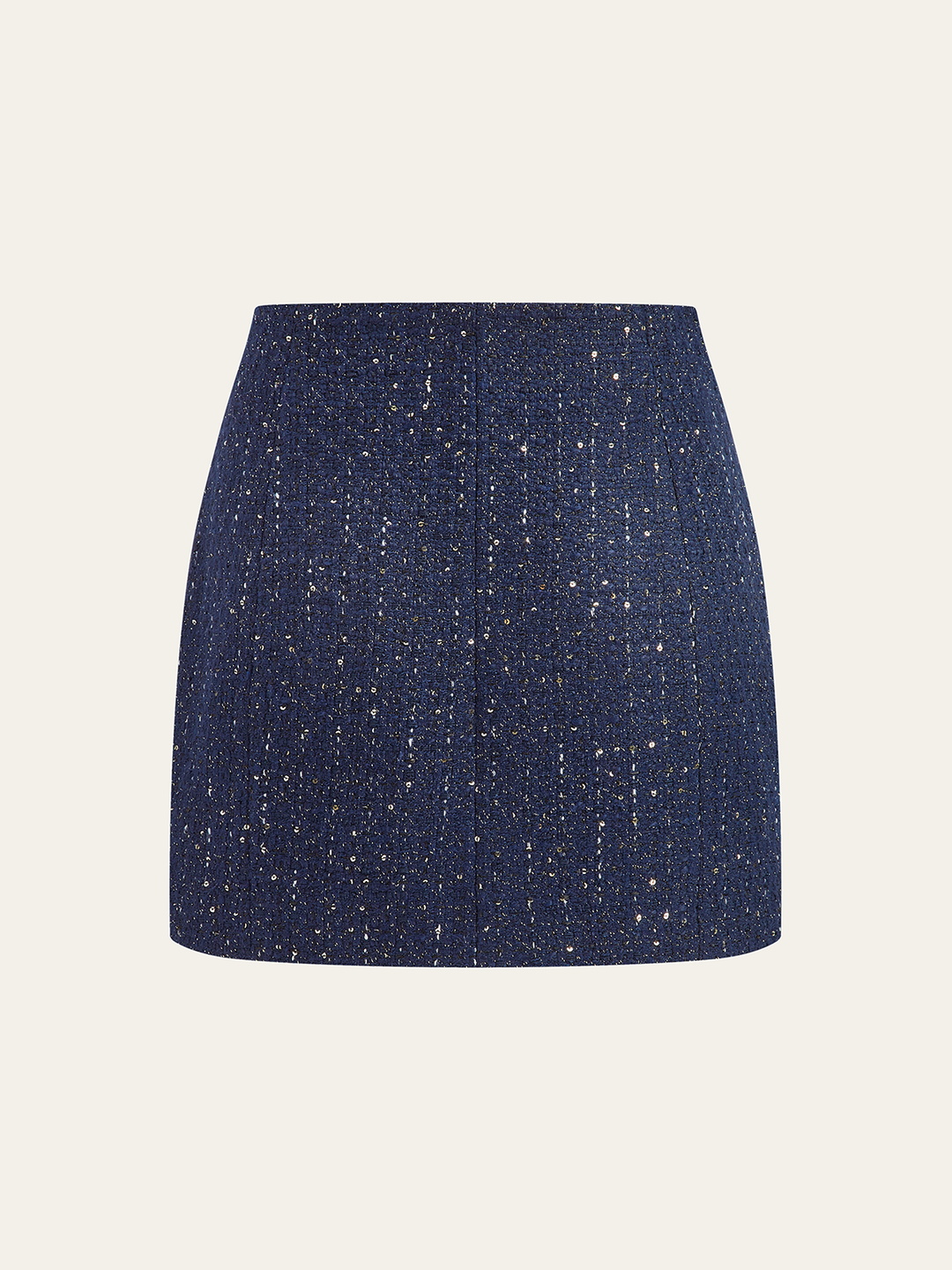 Sequin Tweed Mini Skirt with Decor Pocket