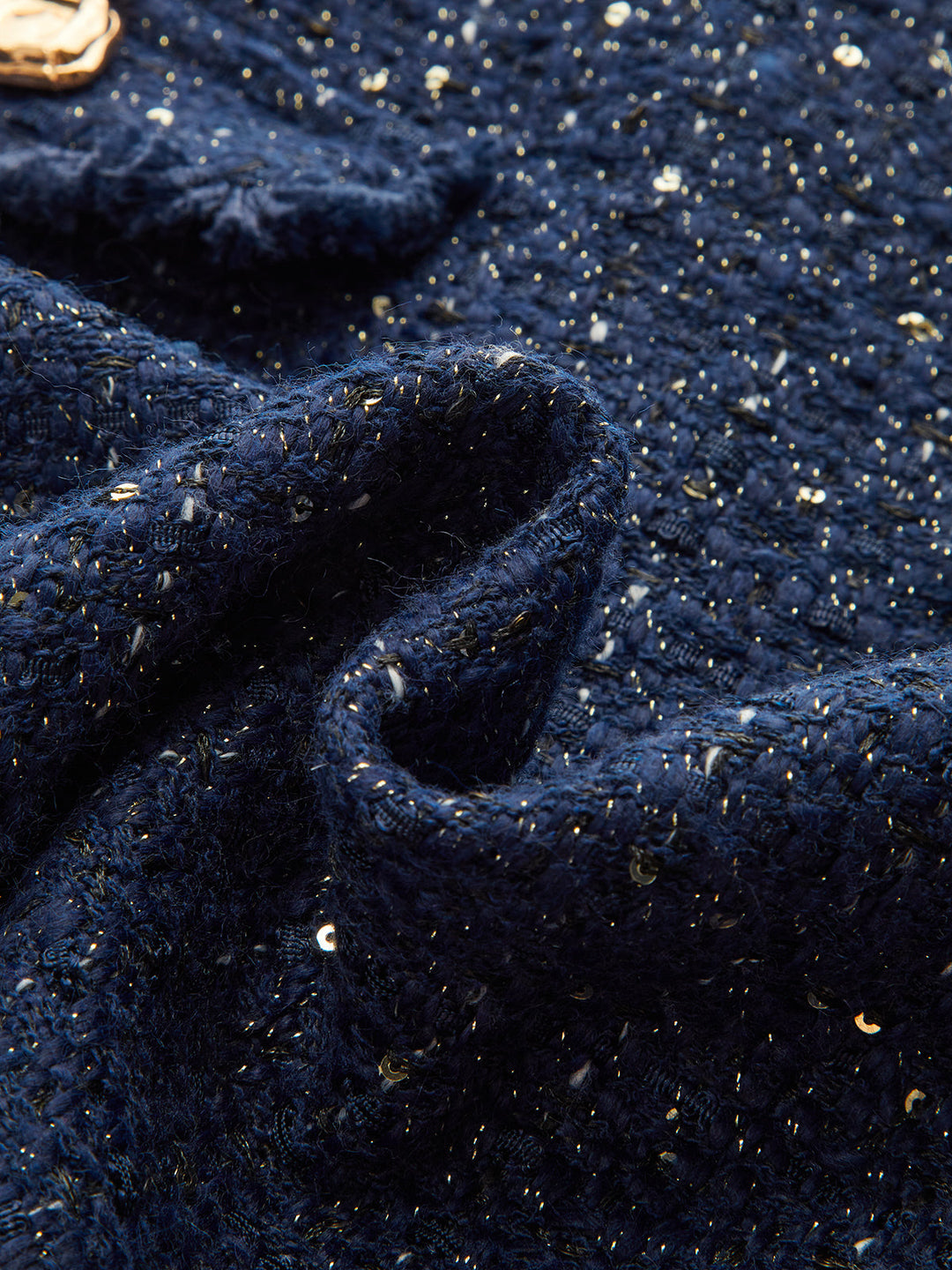 Sequin Tweed Mini Skirt with Decor Pocket