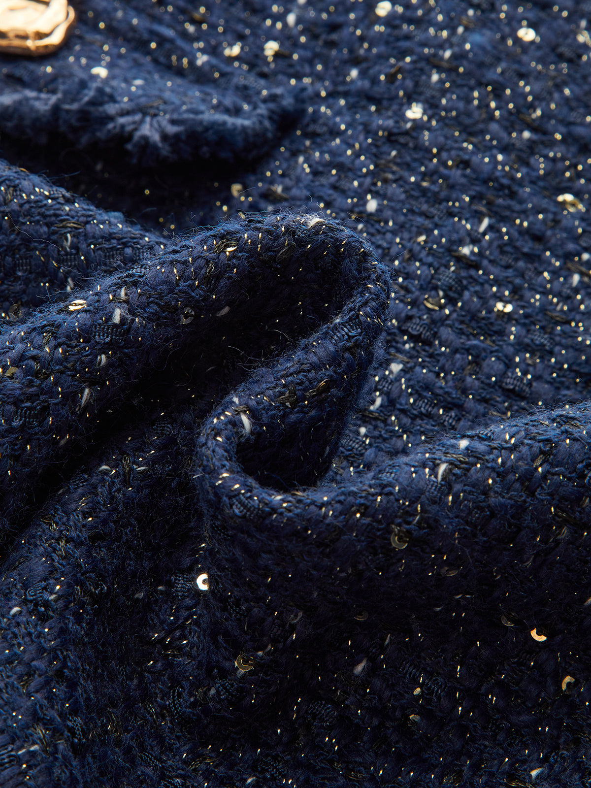 Sequin Tweed Mini Skirt with Decor Pocket