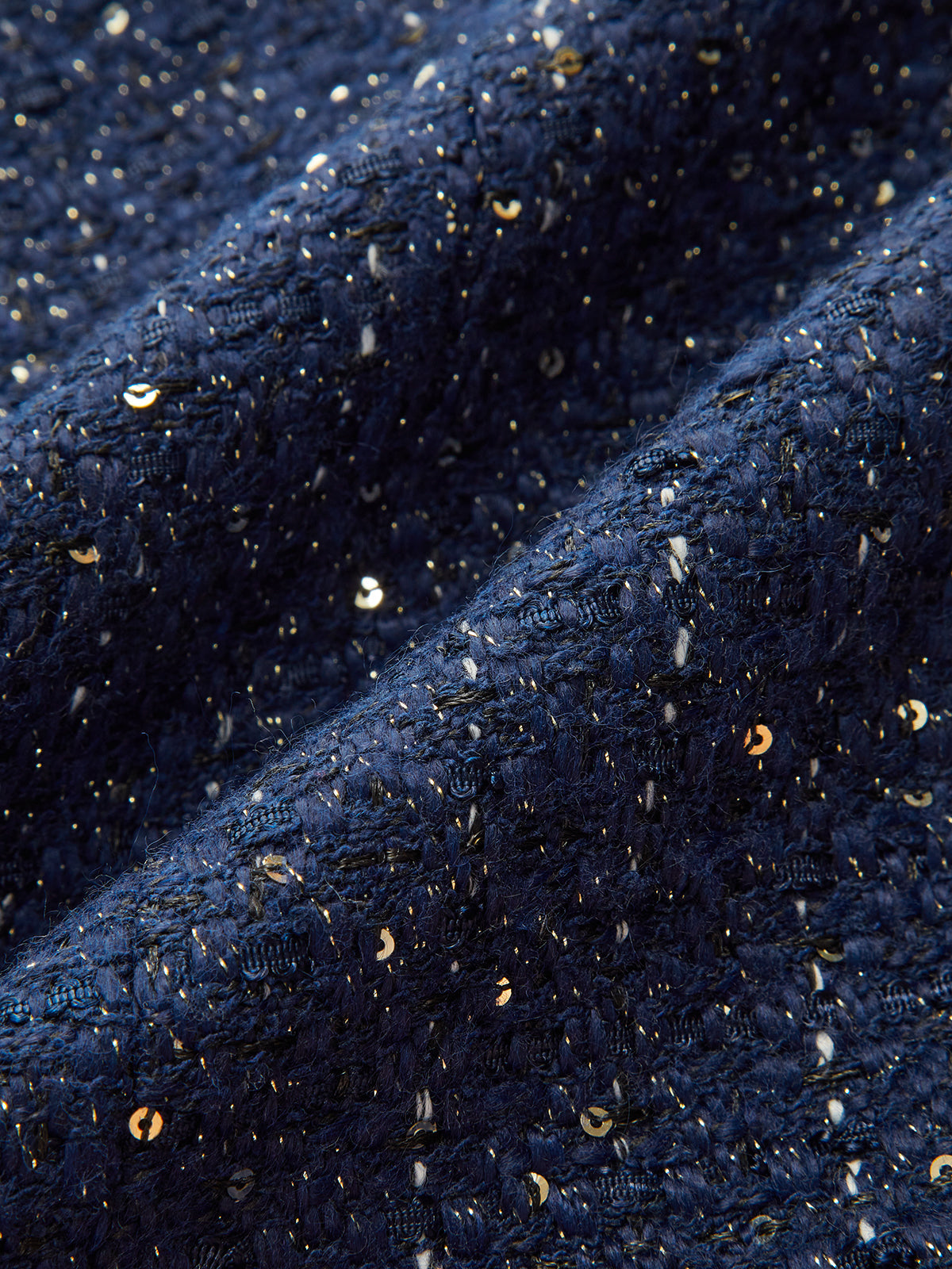 Sequin Tweed Mini Skirt with Decor Pocket