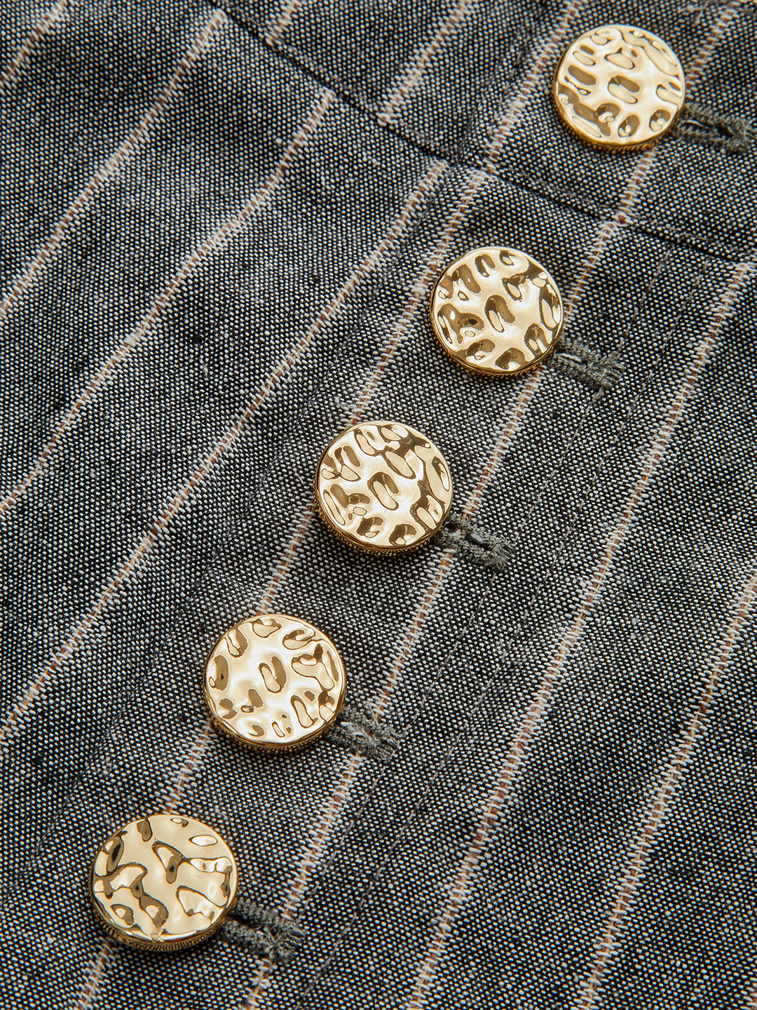 Pinstripe Linen & Cotton High-Waist Pants