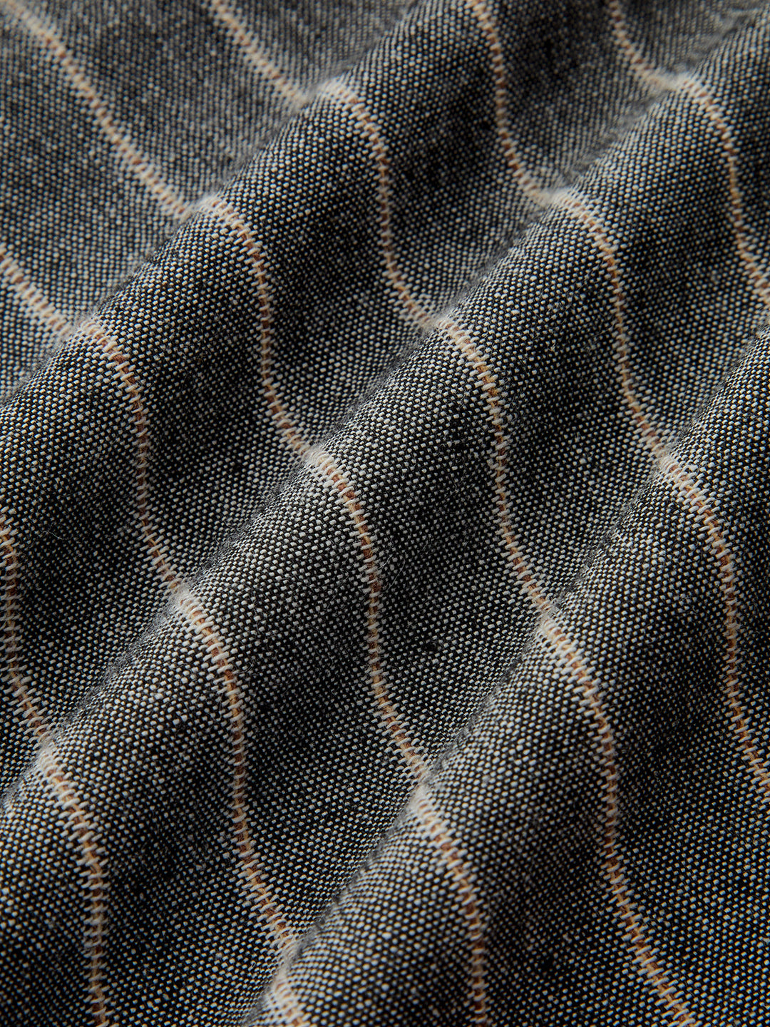 Pinstripe Linen & Cotton High-Waist Pants