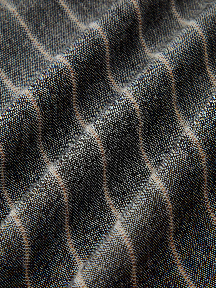 Pinstripe Linen & Cotton High-Waist Pants