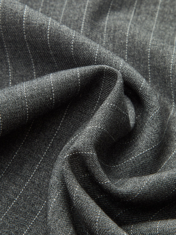 Contrast Ruffle Waistband Pinstripe Pants