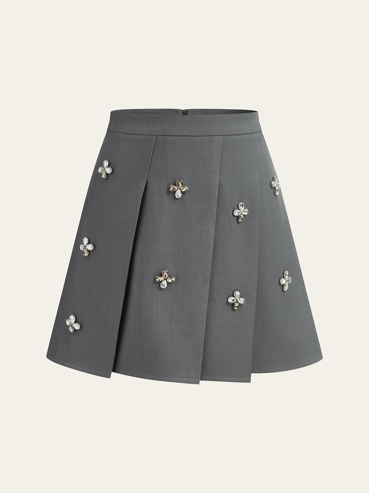 A-Line Floral Rhinestone Mini Skirt