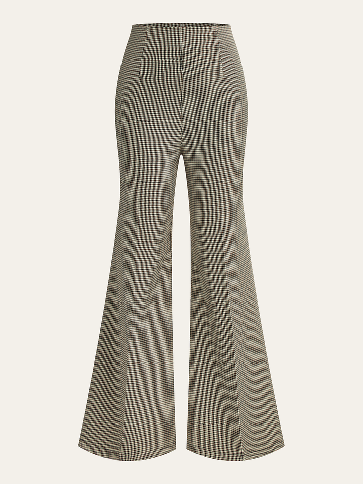 High-Waisted Houndstooth Flare Pants