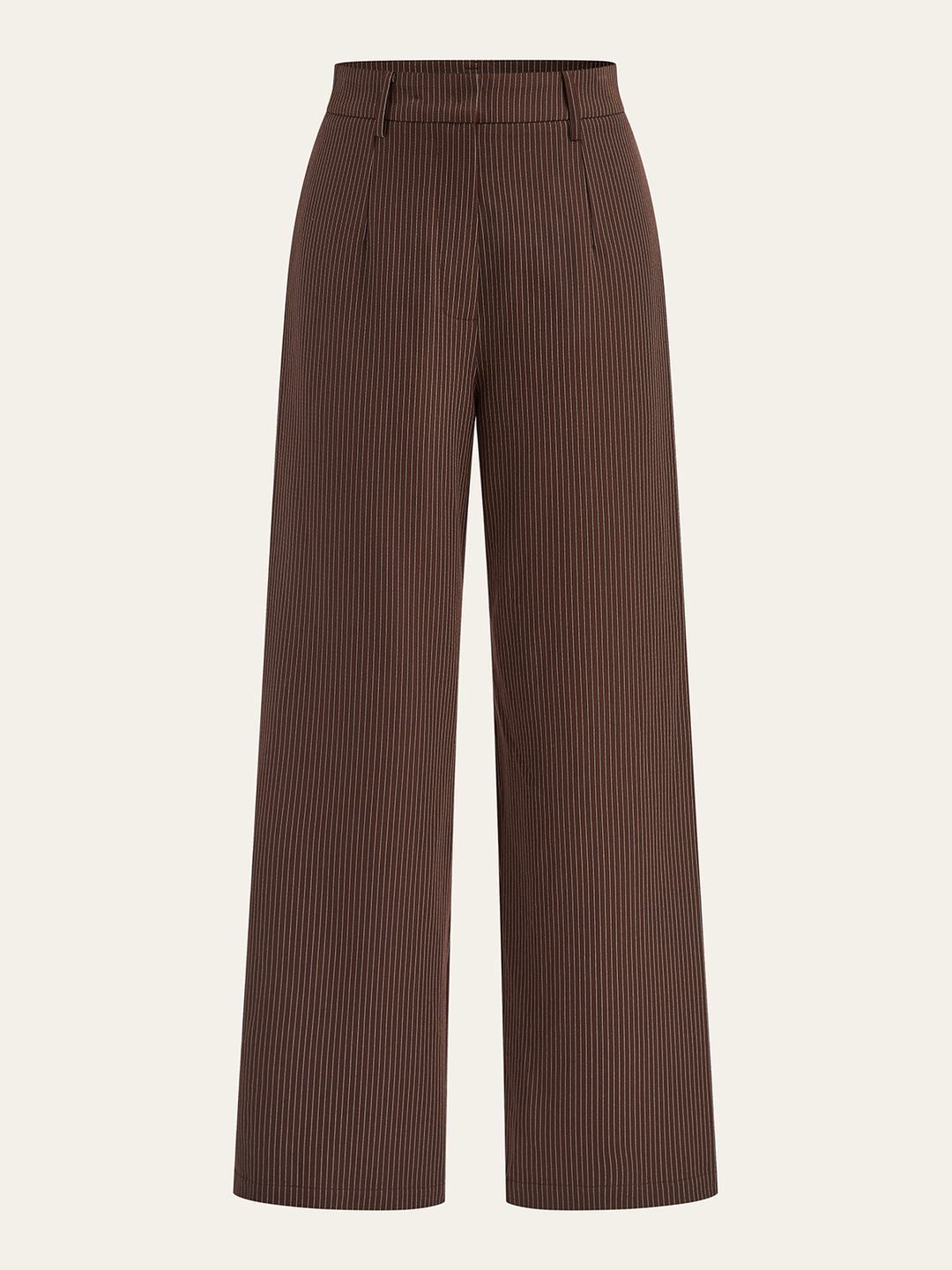 Mid-Waist Pinstriped Wide-Leg Pants