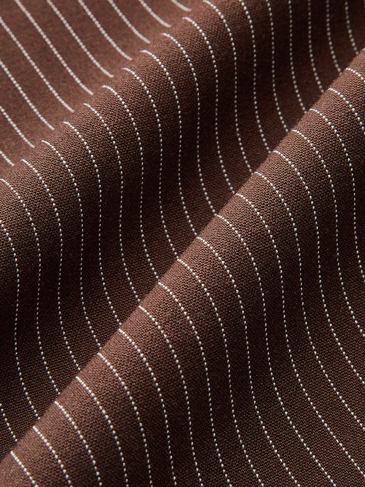 Mid-Waist Pinstriped Wide-Leg Pants