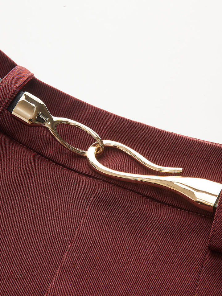 Belted Pleated Wide-Leg Pants