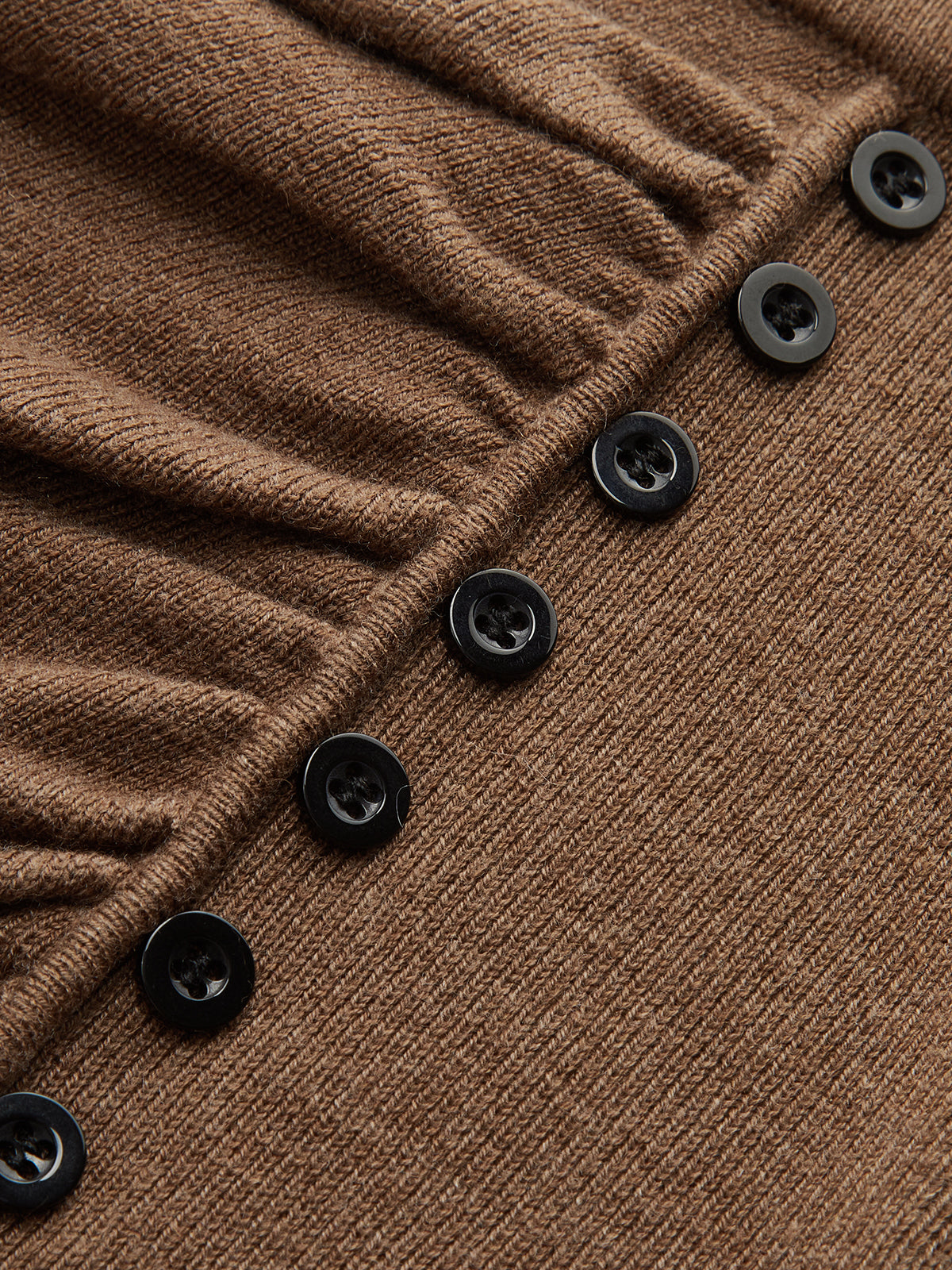 Ruched Side Button Wool Blend Sweater Skirt