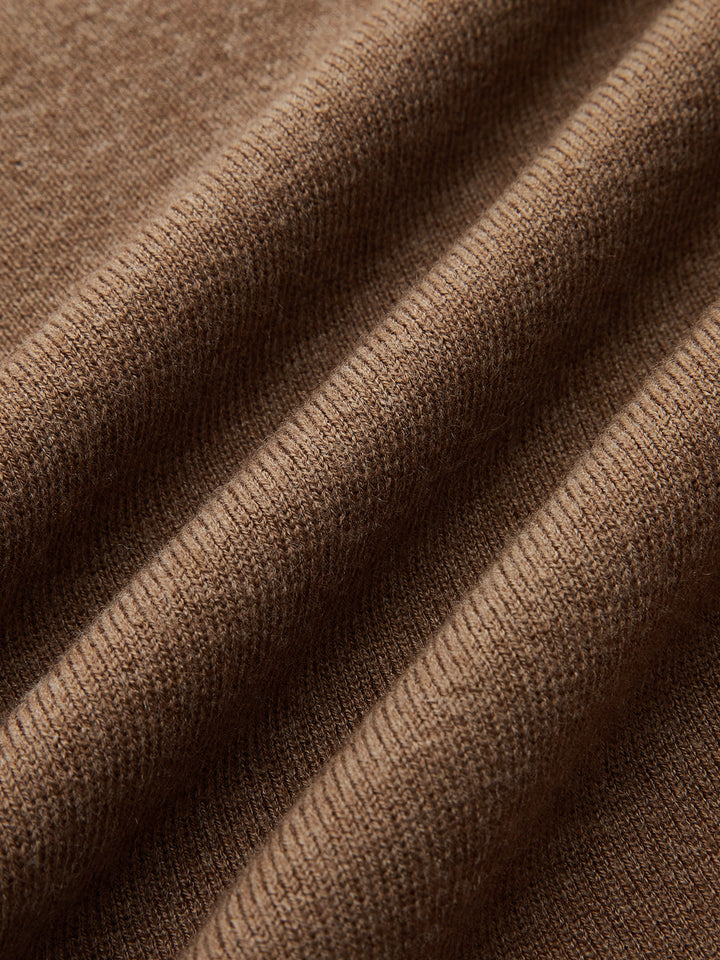 Ruched Side Button Wool Blend Sweater Skirt