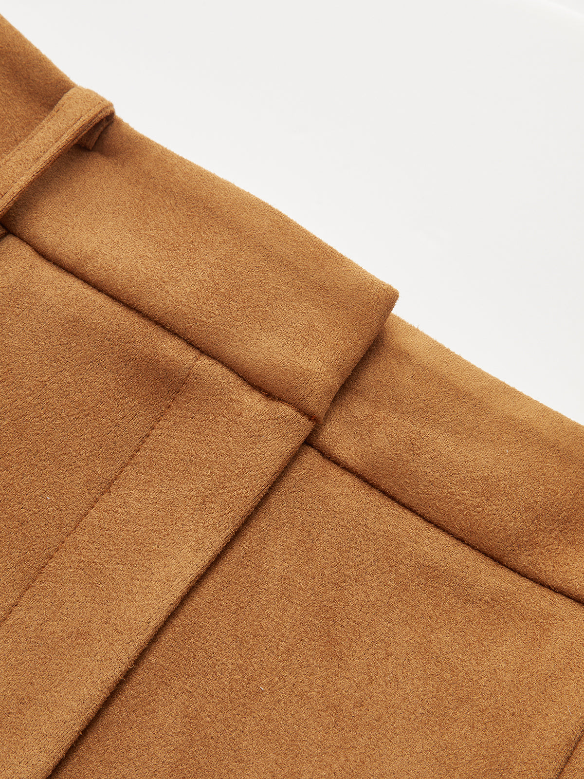 Suede Effect Mid-Waist Paneled Pants