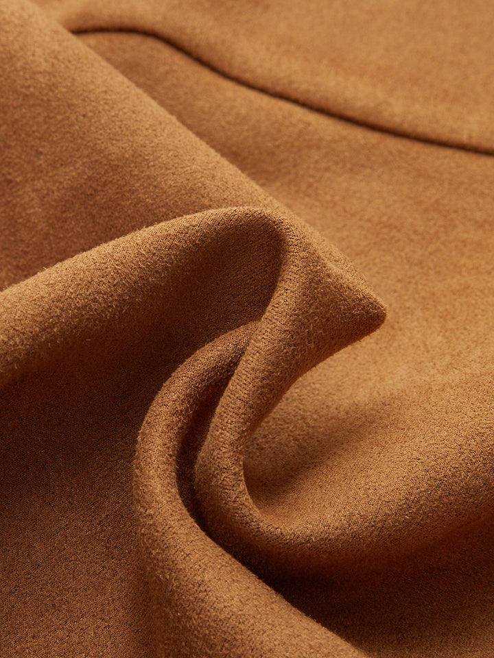 Suede Effect Mid-Waist Paneled Pants