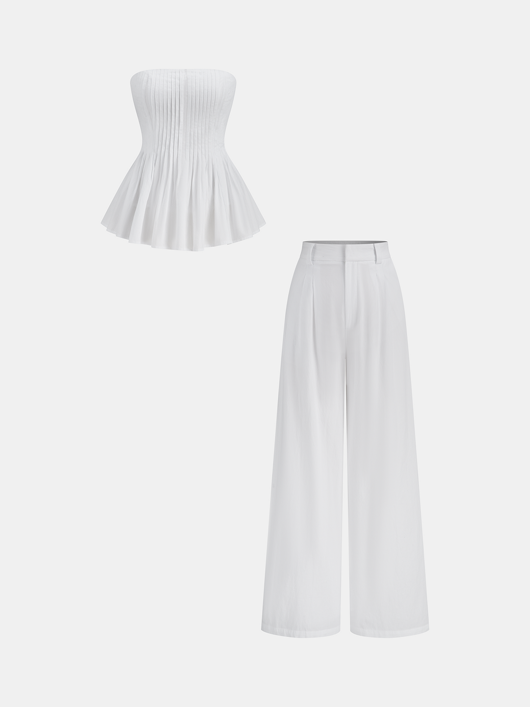 Cotton Mid-Waist Wide-Leg Pants With Pockets