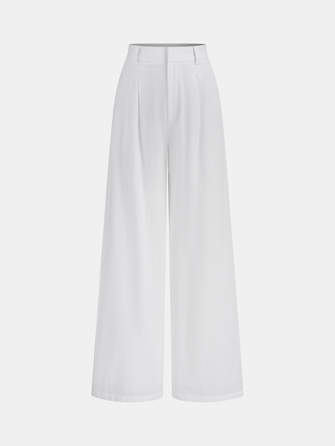 Cotton Mid-Waist Wide-Leg Pants With Pockets