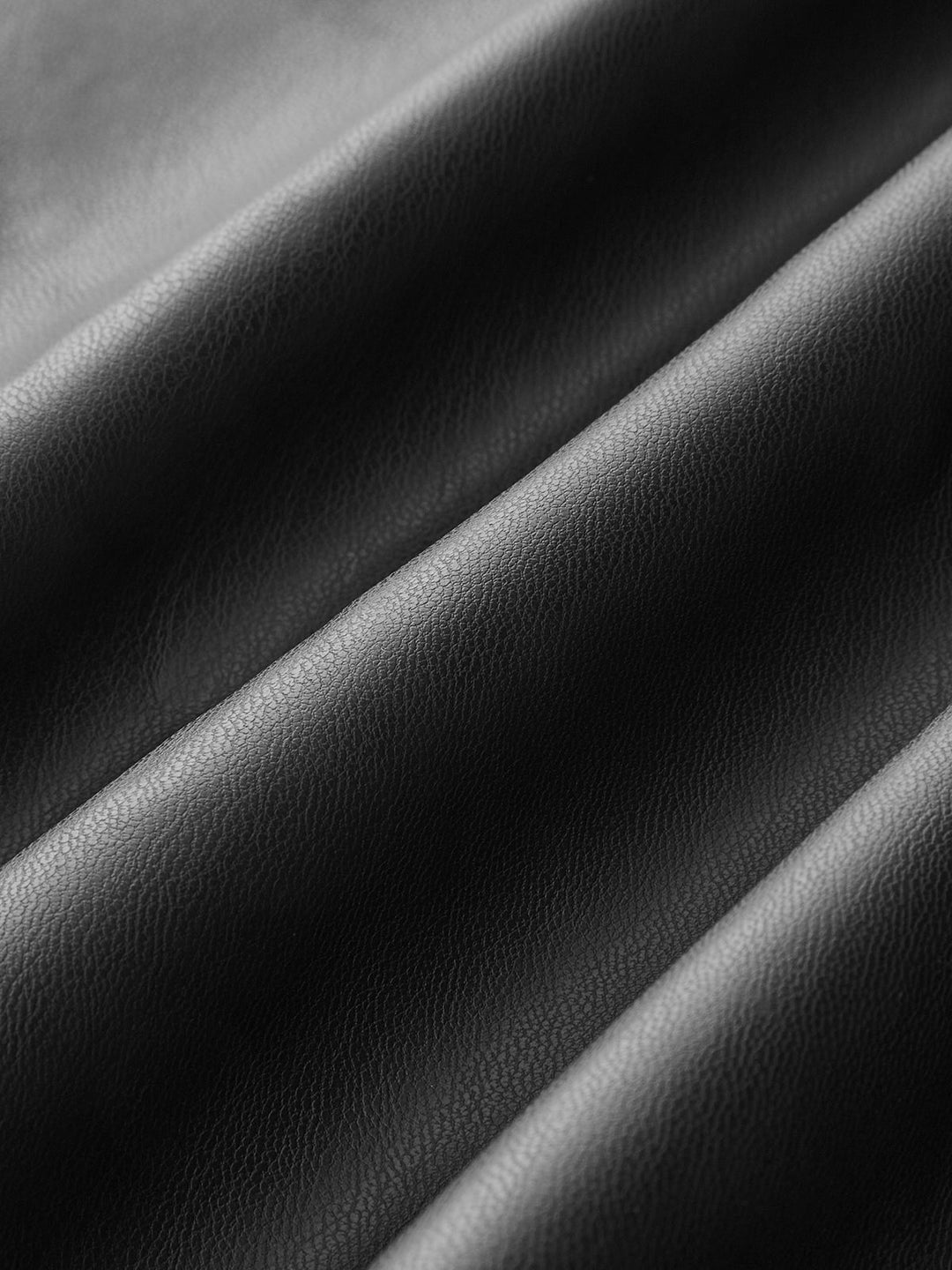 Ruched Slit PU Leather Midi Skirt