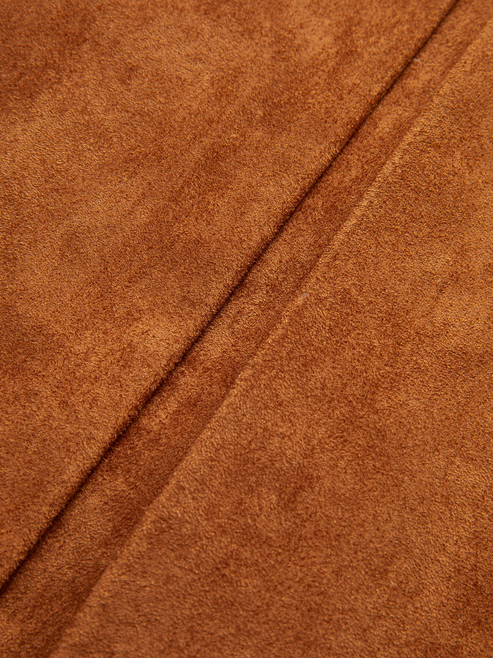 Suede Effect Belted Split Mini Skirt