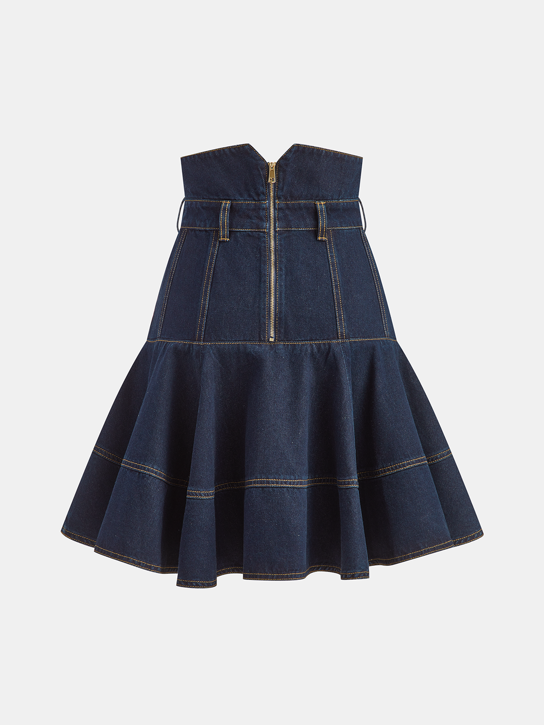 Denim High-Waist Flared Skirt