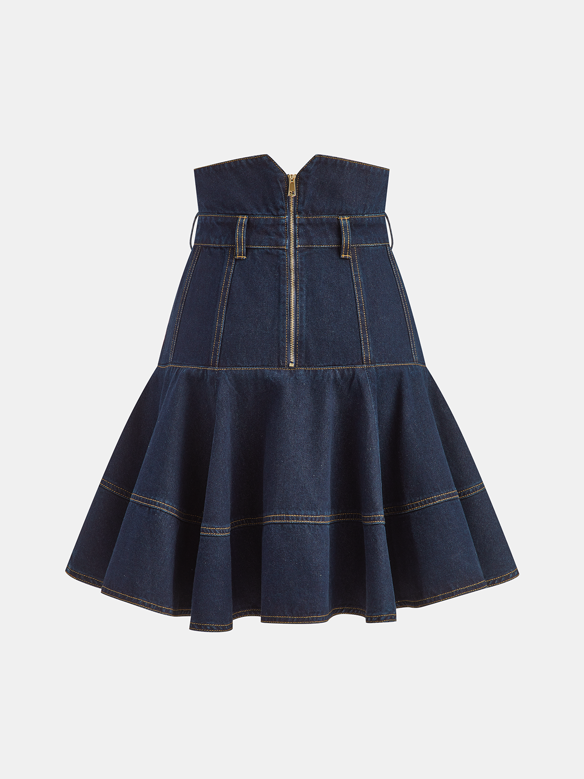 Denim High-Waist Flared Skirt