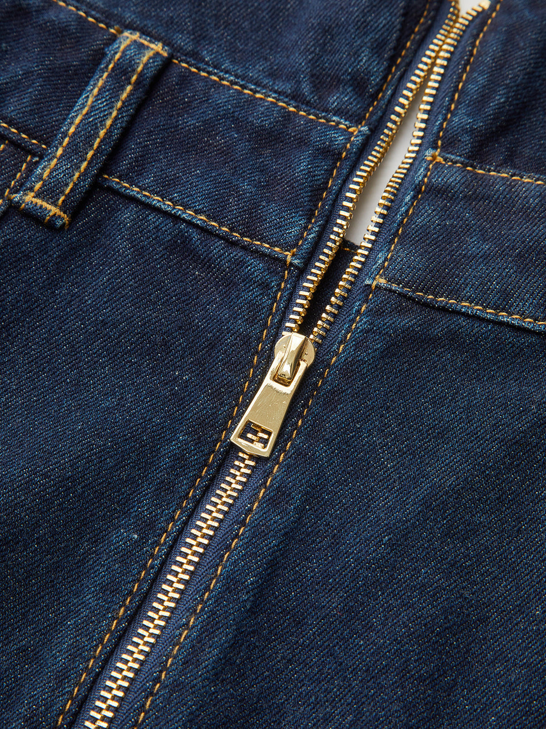 Denim High-Waist Flared Skirt