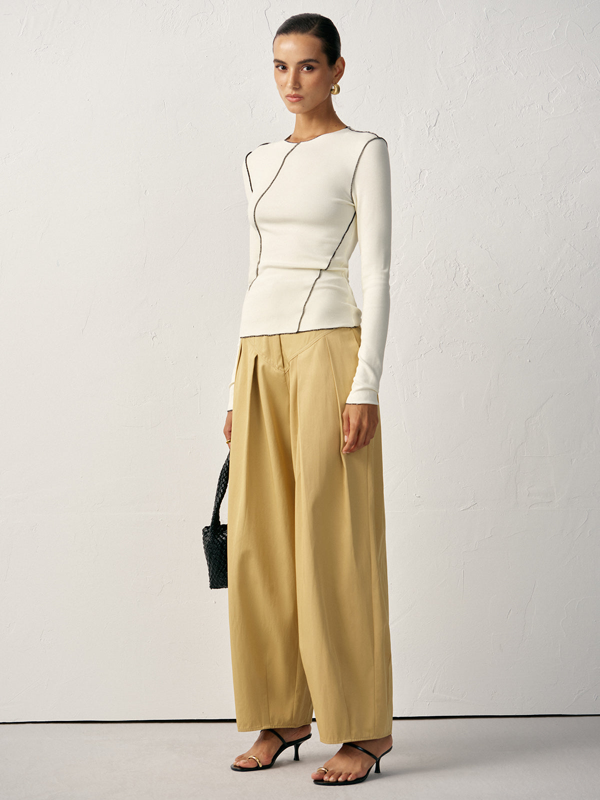 High-Waisted Pleated Wide-Leg Pants