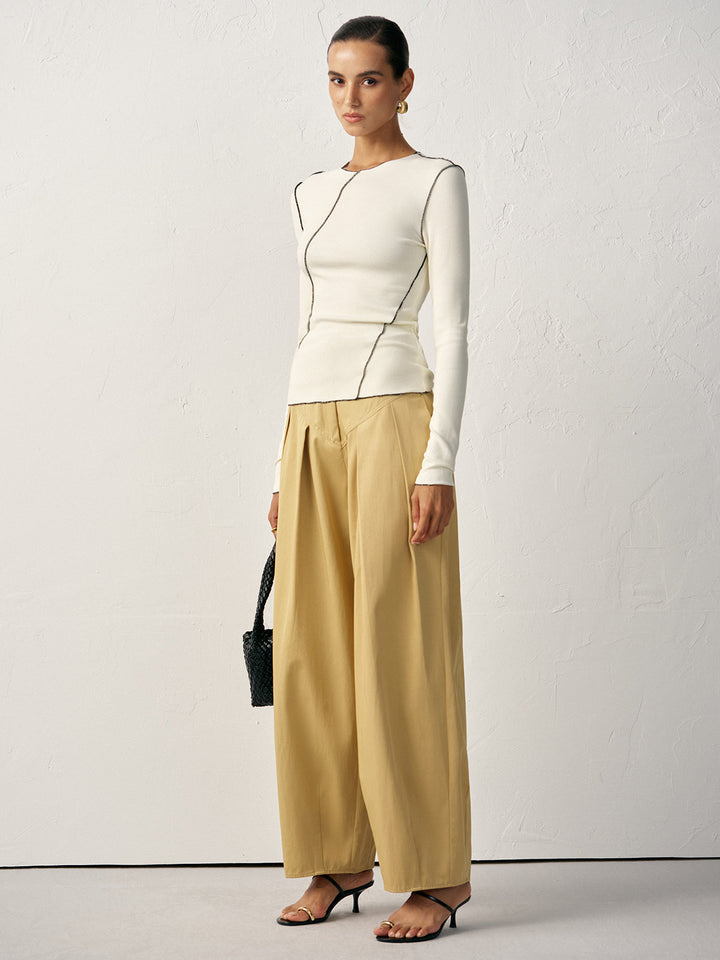 High-Waisted Pleated Wide-Leg Pants