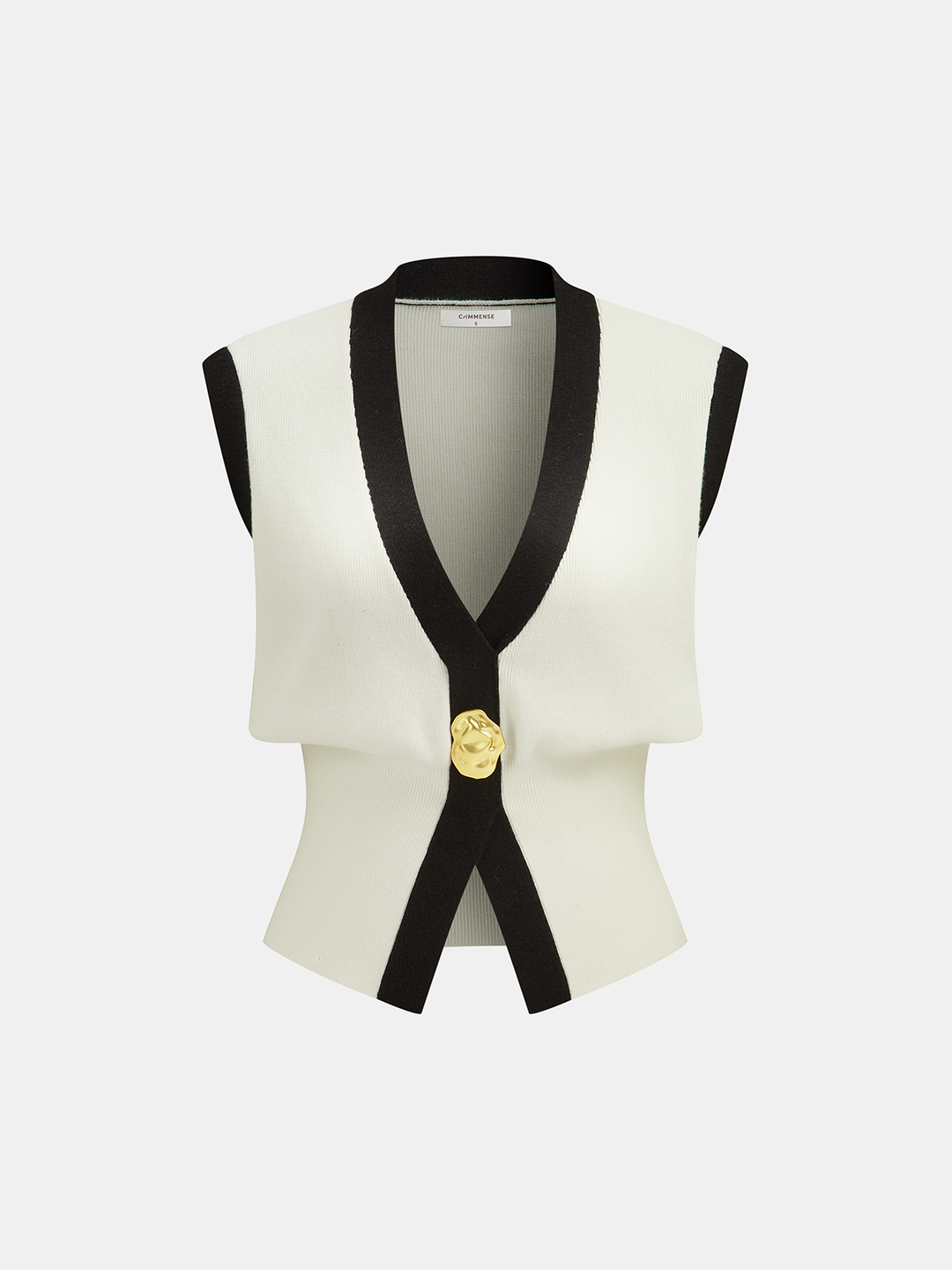 Contrast Trim Knit Vest and Midi Skirt Set