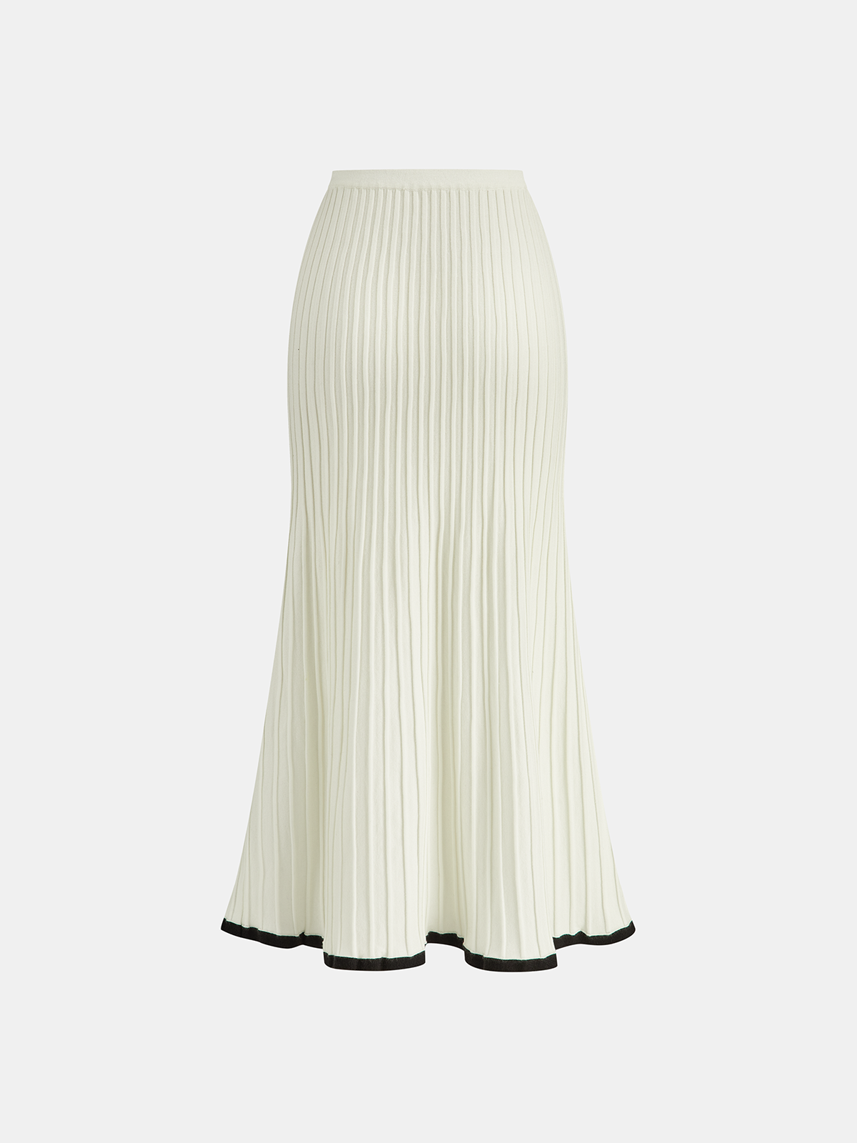 Contrast Trim Knit Vest and Midi Skirt Set