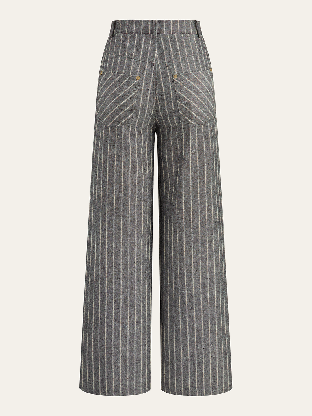 Pinstripe Linen & Cotton High-Waist Pants