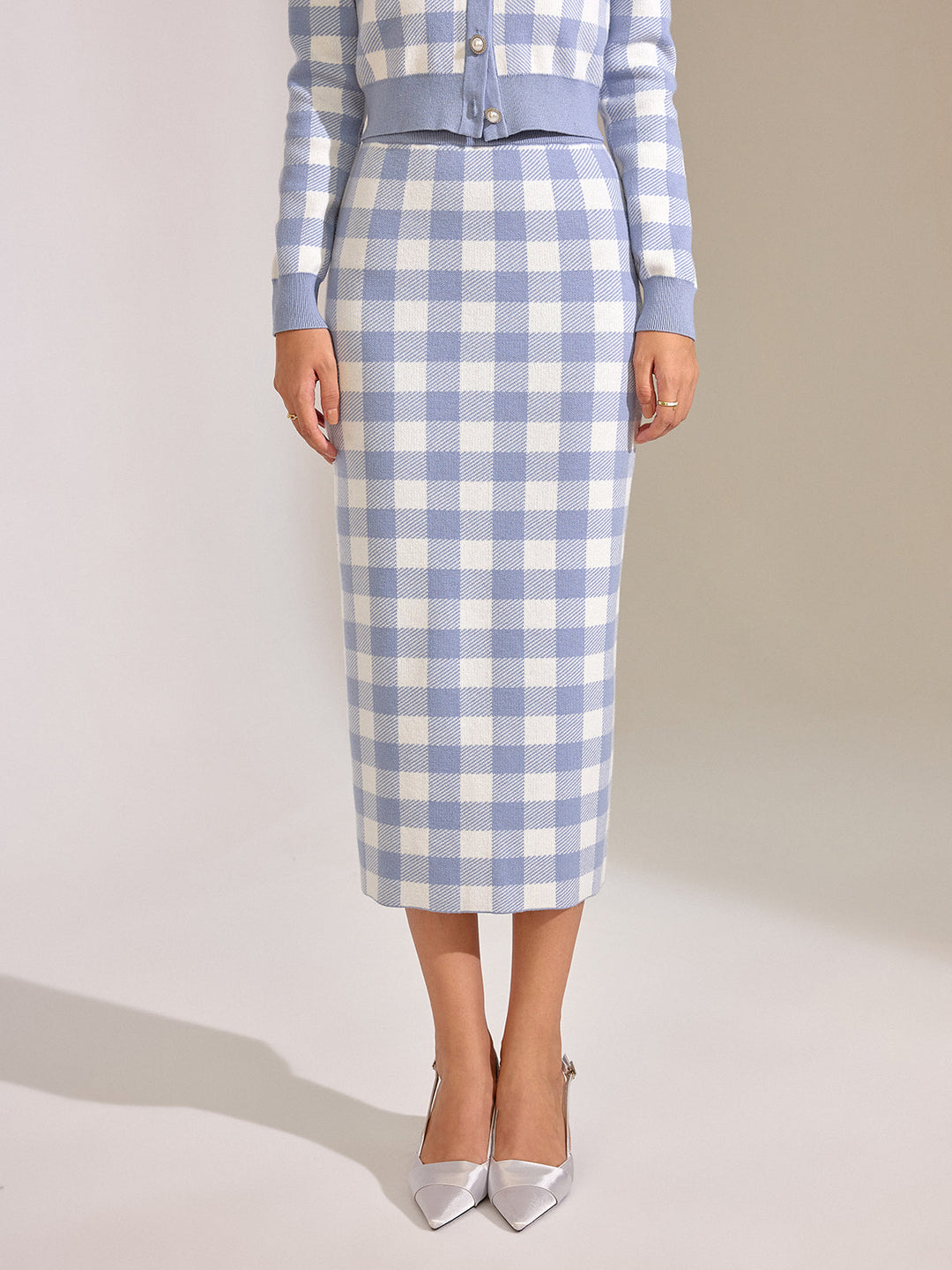 Vintage Plaid Wool Blend Sweater Skirt