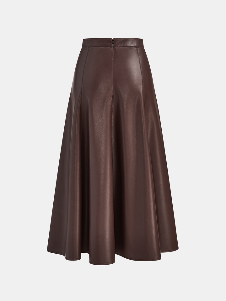 PU A-Line Mid-Waist Skirt